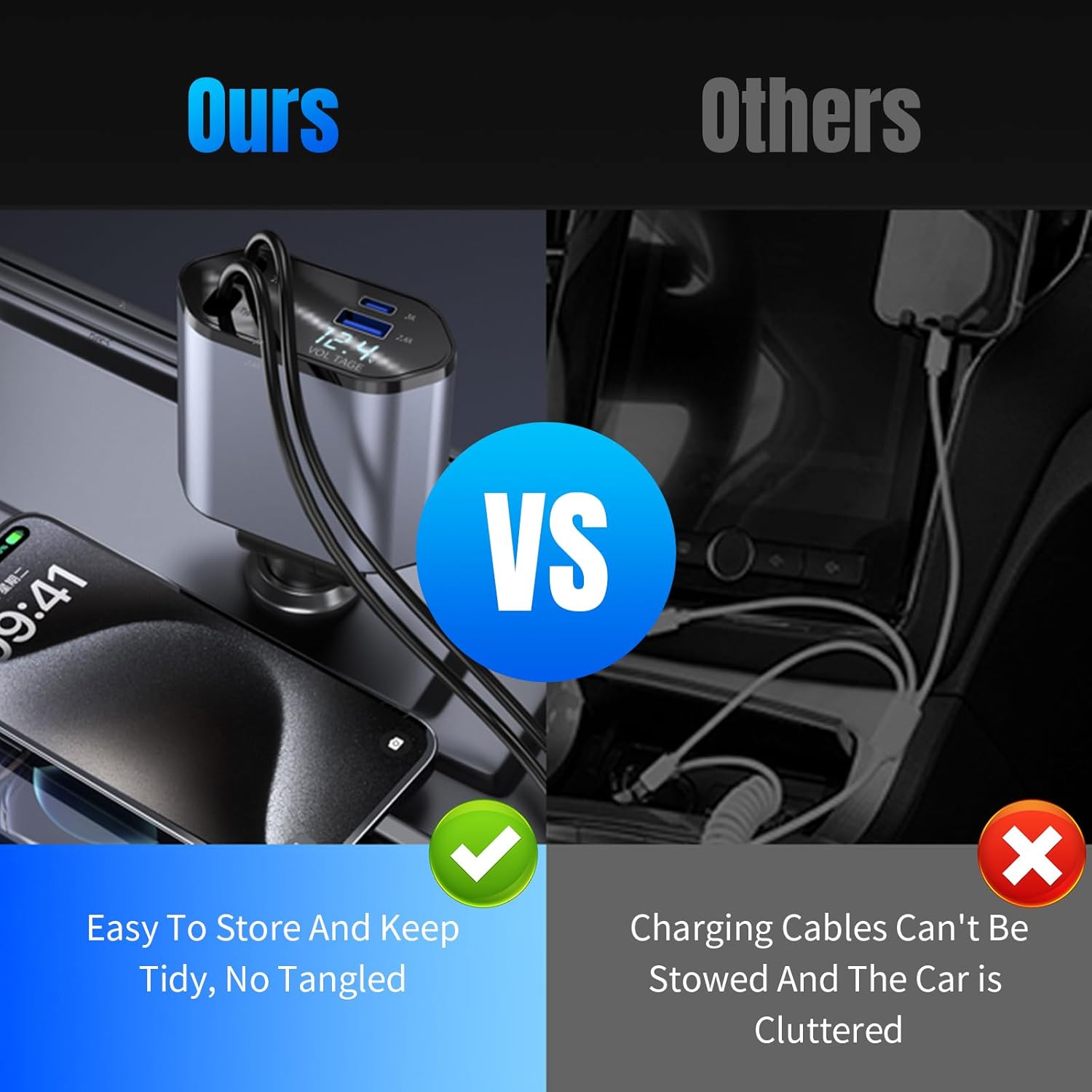 4-in-1 Retractable Car Charger